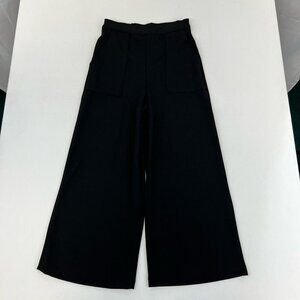 Good Luck Gem Womens Gauchos Pants Black High Rise Elastic Waist Stretch XS